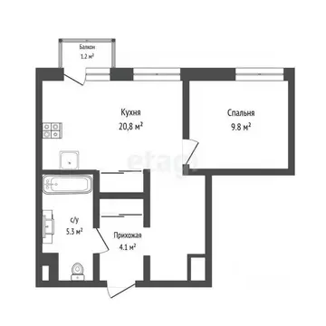 1-к кв. Тюменская область, Тюмень ул. Геннадия Райкова, 19 (41.0 м)