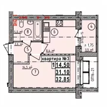 1-к кв. Липецкая область, Усмань Северо-Восточный мкр,  (32.85 м)