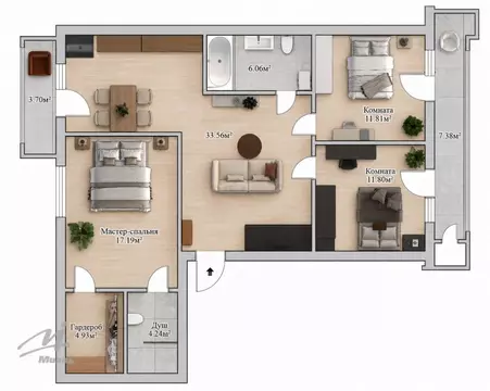 4-к кв. Алтайский край, Барнаул просп. Строителей, 18к1 (91.9 м)