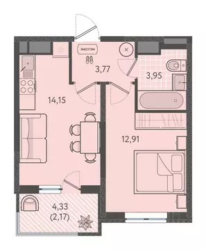 1-к кв. Краснодарский край, Краснодар Теплые Края жилой комплекс ...