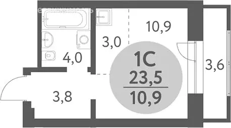 Квартира-студия: Новосибирск, 1-я Родниковая улица, 60/1 (21.7 м)