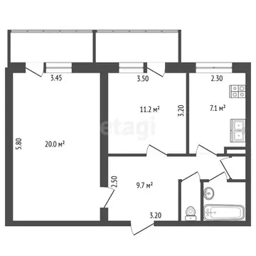 2-комнатная квартира: Санкт-Петербург, улица Кораблестроителей, 29к5 ...