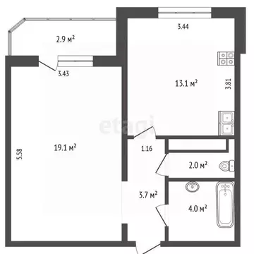 1-к кв. Тюменская область, Тюмень Широтная ул., 168 (41.9 м)