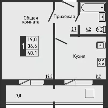 1-к кв. Орловская область, Орловский район, д. Жилина ул. Садовая, 2к2 ...