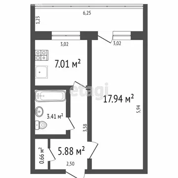 1-комнатная квартира: Ульяновск, улица Шигаева, 21к1 (35.4 м)