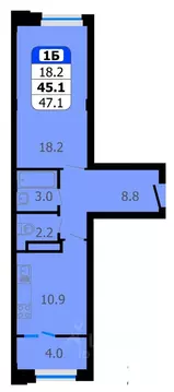 1-к кв. Чувашия, Новочебоксарск Восточная ул., 1к2 (47.1 м)