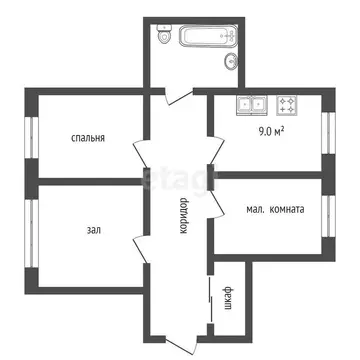 3-комнатная квартира: Клин, городок Клин-5, Центральная улица, 58 ...