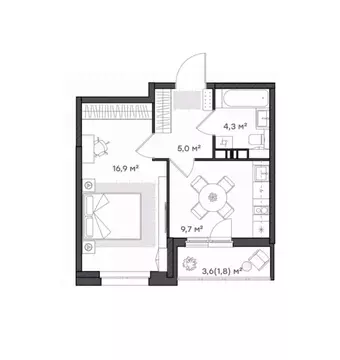 1-к кв. Ярославская область, Ярославль Тутаевское ш., 93Б (37.7 м)