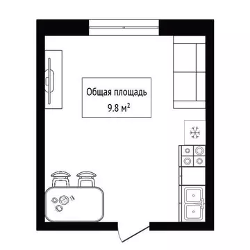 1к в -комнатной квартире (9.8 м)