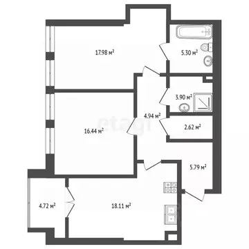 2-к кв. Москва 5-й Донской проезд, вл21к6 (79.8 м)
