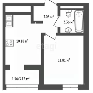 1-к кв. Крым, Симферополь Горизонты жилой комплекс (31.52 м)