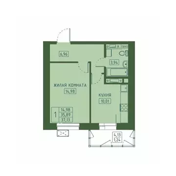 1-к кв. Красноярский край, Красноярск Свободный просп. (37.13 м)