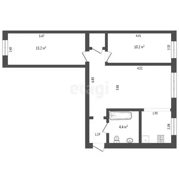 2-комнатная квартира: Тюмень, Профсоюзная улица, 5 (54.6 м)