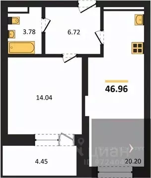 1-к кв. Воронежская область, Воронеж Транспортная ул., 58 (46.96 м)