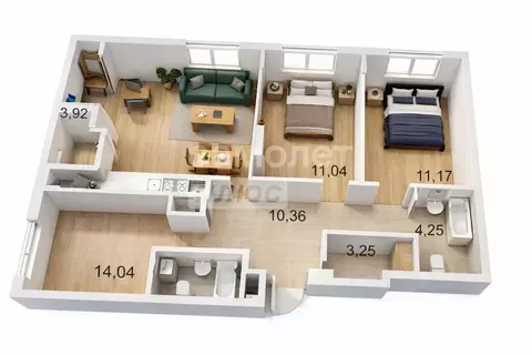 3-к кв. Рязанская область, Рязань Интернациональная ул., 20 (82.0 м)