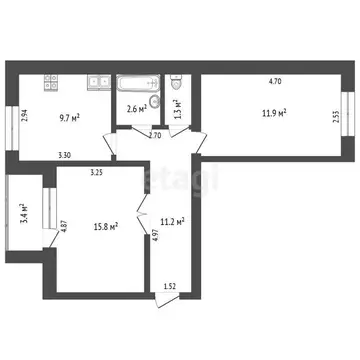 2-комнатная квартира: Самара, улица 22-го Партсъезда, 56 (54.2 м)