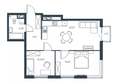 2-к кв. Астраханская область, Астрахань Татарская Слобода кв-л,  ...