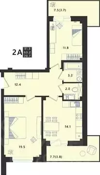 2-к кв. Псковская область, Псковский район, Завеличенская волость, д. ...