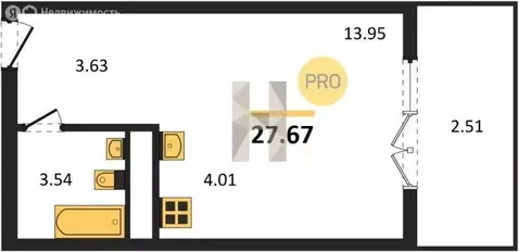 Квартира-студия: Котельники, Новорязанское шоссе, 6 (27.67 м)