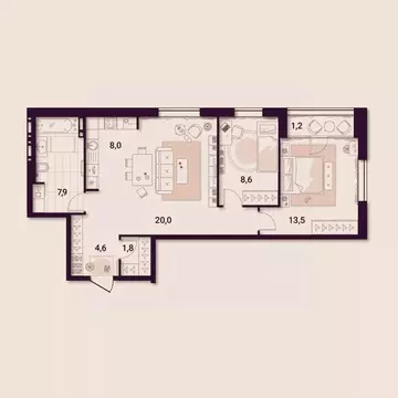 2-к кв. Приморский край, Артем ул. Куйбышева, 11А (65.61 м)