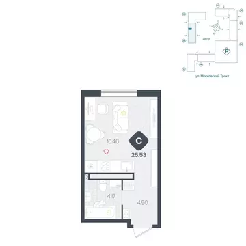 Студия Тюменская область, Тюмень Сибирский жилой комплекс (25.53 м)