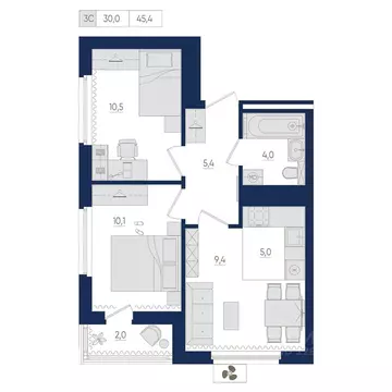3-к кв. Башкортостан, Уфа ул. Евгения Столярова, 13 (45.4 м)