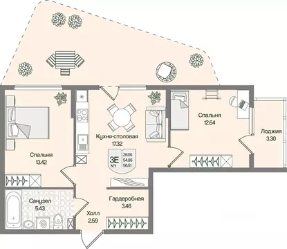 2-к кв. Ленинградская область, Всеволожский район, Бугровское ...
