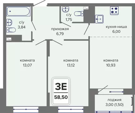 3-к кв. Пермский край, Пермь Гайва мкр,  (58.5 м)