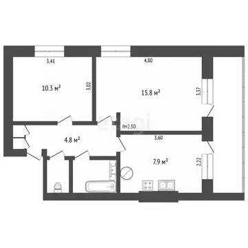 2-к кв. Владимирская область, Ковров ул. Свердлова, 82 (42.5 м)