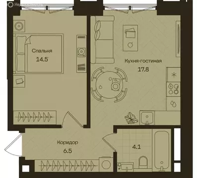 1-комнатная квартира: Москва, Часовая улица, 6к3с3 (42.9 м)
