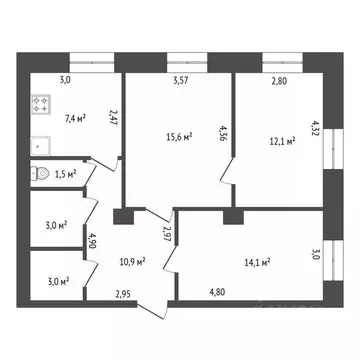3-к кв. Башкортостан, Уфа Архитектурная ул., 14 (67.6 м)