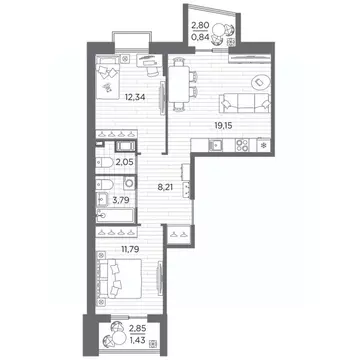 2-к кв. Санкт-Петербург Полюстровский просп., 87 (59.6 м)