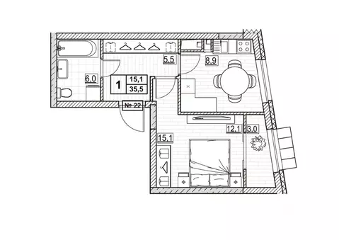 1-к кв. Нижегородская область, Нижний Новгород ул. Ванеева (35.5 м)