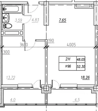 2-к кв. Приморский край, Владивосток ул. Нейбута, 135блок-ск4 (52.3 м)