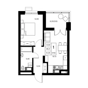 1-к кв. Калужская область, Обнинск Заовражье жилрайон, Новый город ...