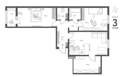 3-к кв. Липецкая область, Липецк Инстеп. Перова жилой комплекс (75.0 ...