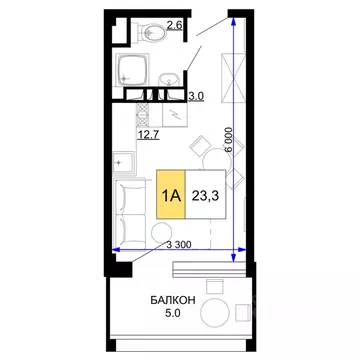 1-к кв. Краснодарский край, Анапа проезд Сосновый (23.3 м)