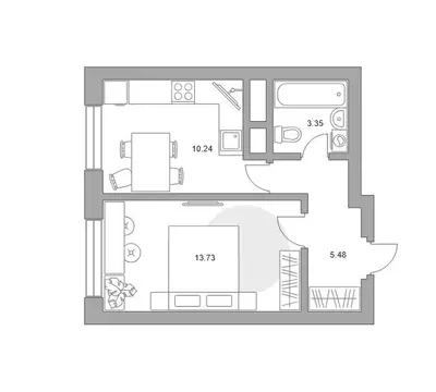 1-комнатная квартира: Красногорск, жилой комплекс Ильинойс, к1 (33 м)