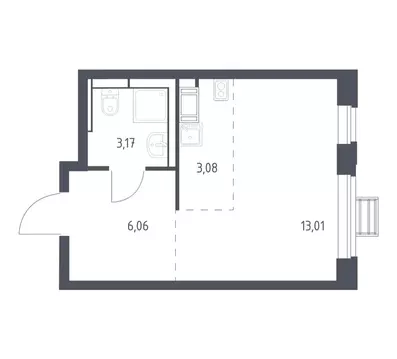 Квартира-студия: село Ям, улица Мезенцева, 16 (24.9 м)