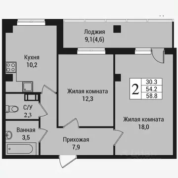 2-к кв. Ленинградская область, Всеволожск Южный мкр, ул. Крымская, 1 ...
