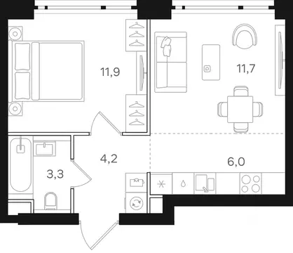 1-к кв. Москва Открытое ш., вл9 (37.1 м)