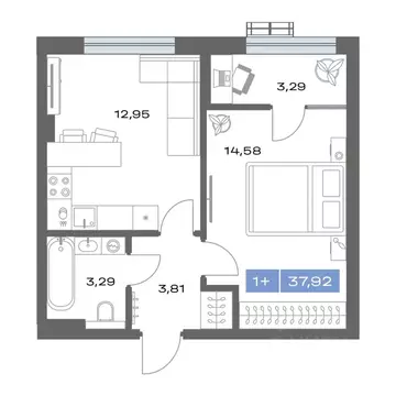 1-к кв. Тюменская область, Тобольск Зона ВУЗов тер., Ритм жилой ...