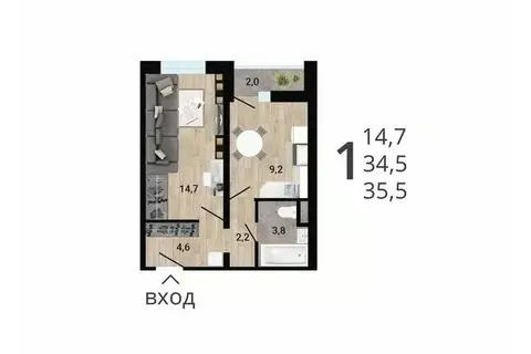 1-к кв. Воронежская область, Воронеж Цимлянская ул. (36.29 м)