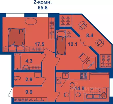 3-к кв. Костромская область, Кострома Магистральная ул., 71 (69.2 м)