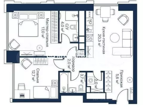 2-комнатная квартира: Москва, Волоколамское шоссе, 95/2к1 (67.4 м)