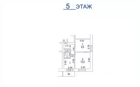 2-к кв. Москва Госпитальный пер., 8 (37.6 м)