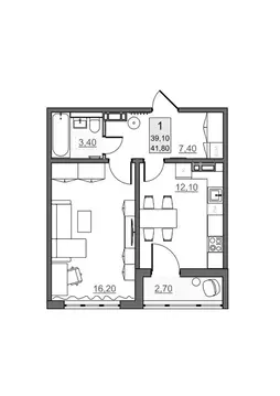 1-к кв. Саратовская область, Балаково Династия клубный дом,  (39.1 м)