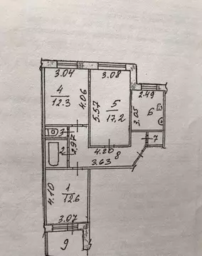 Квартира, 3 комнаты, 64 м