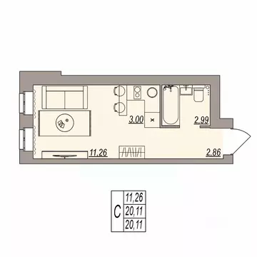 Студия Волгоградская область, Волгоград ул. Расула Гамзатова (20.11 м)