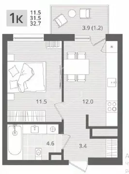 1-к кв. Калининградская область, Пионерский пос. Рыбное,  (32.7 м)
